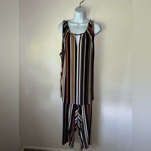 Striped Two Piece Pant and Blouse Set